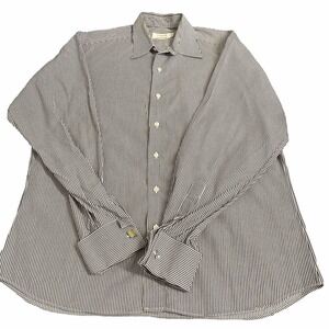 Ike Behar Neiman Marcus Mens French Cuff Pinstripe Dress Shirt cufflink Work